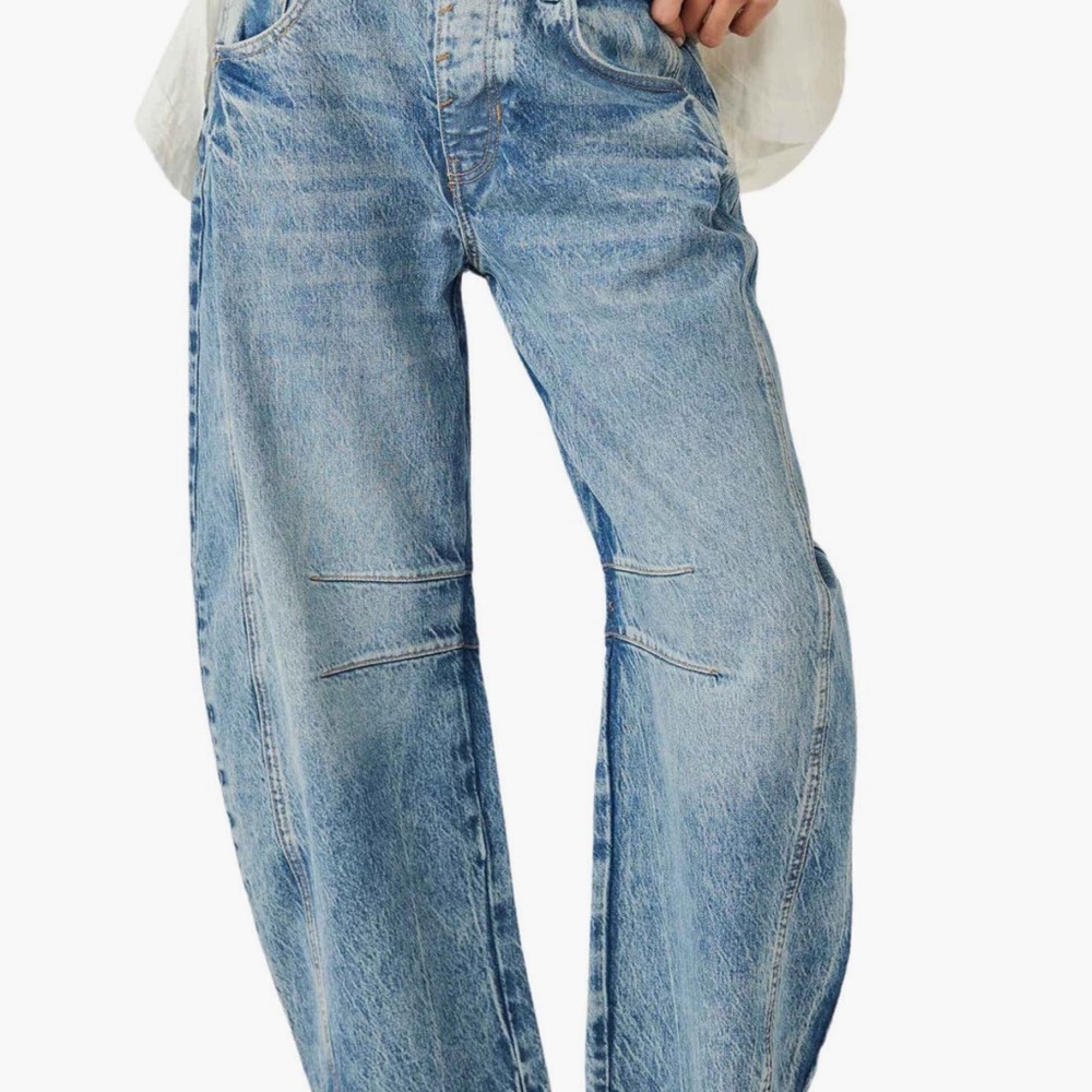 Good Luck Barrel Leg High-Waisted Jeans Skywave